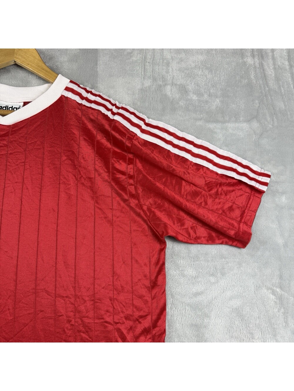 Vintage Adidas Originals Men’s XL Red White Trefoil Soccer Jersey Shirt USA Made - Picture 7 of 8